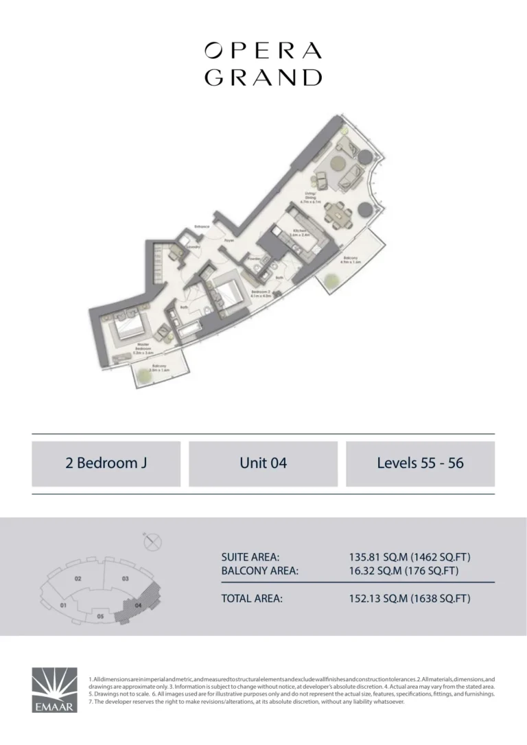Opera Grand floor plan 2 BR · 1638 sqft