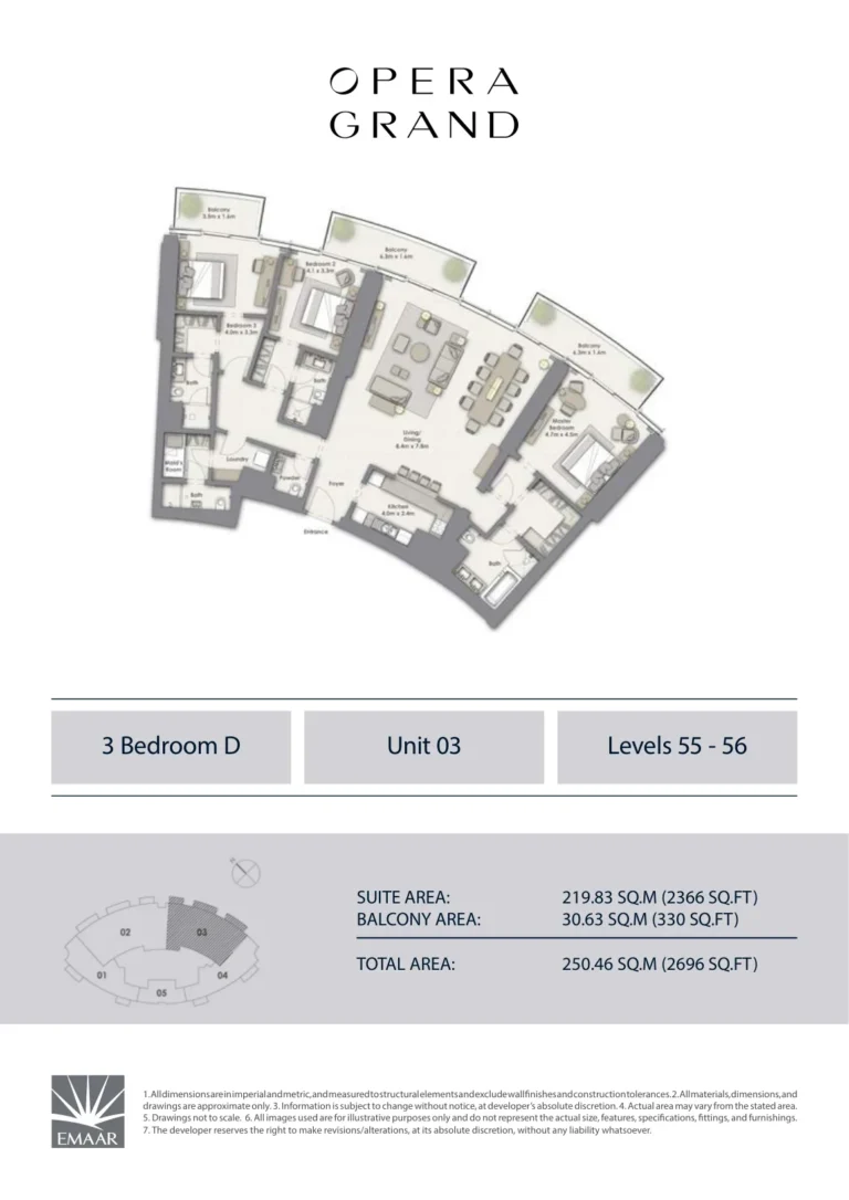 Opera Grand floor plan 3 BR · 2696 sqft