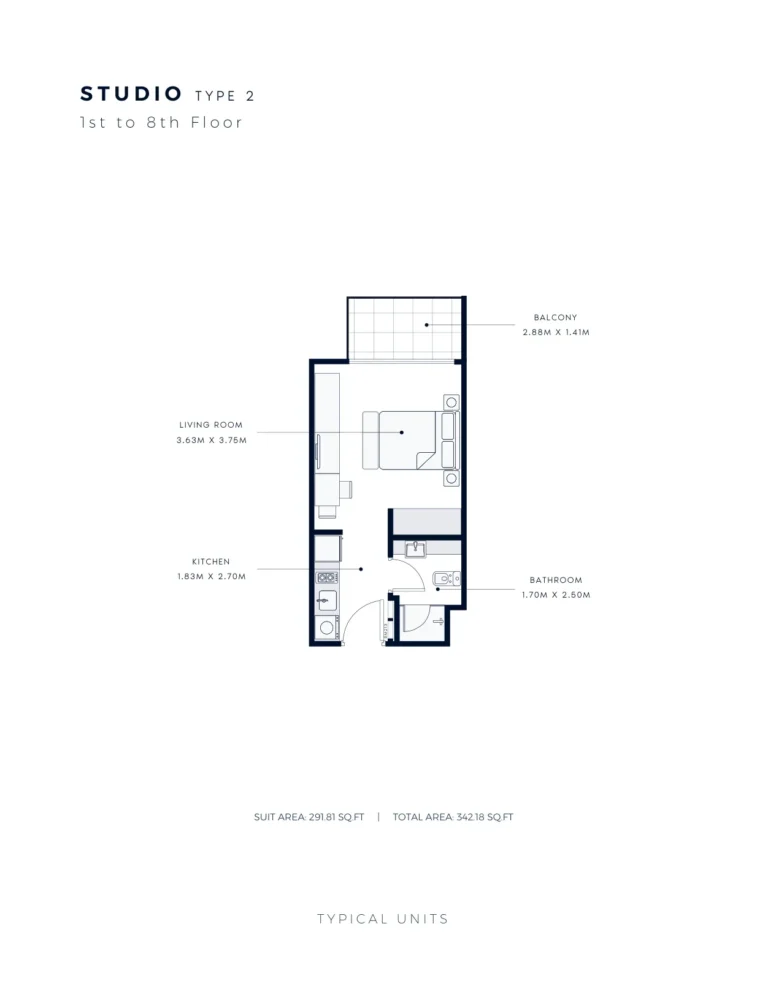 Azizi Amber floor plan Studio · 342 sqft