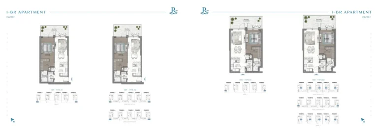 Riverside Views Capri 1 floor plan 1-спальн.