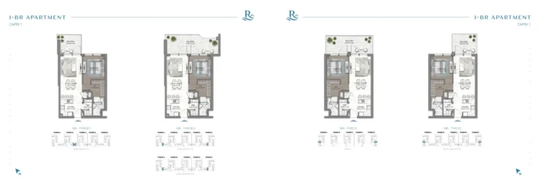 Riverside Views Capri 1 floor plan 1-спальн.