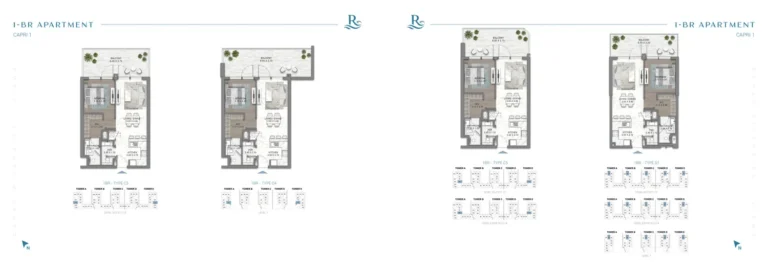 Riverside Views Capri 1 floor plan 1-спальн.