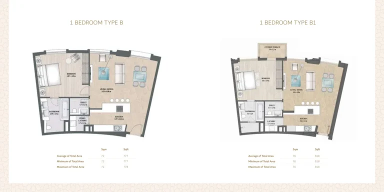 Alandalus Tower D floor plan 1-спальн. · 777 кв. фут
