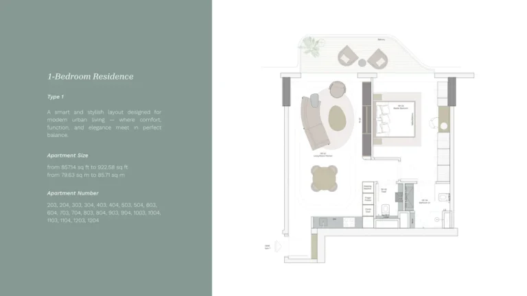 Helvetia Verde floor plan 1 BR · 857 sqft