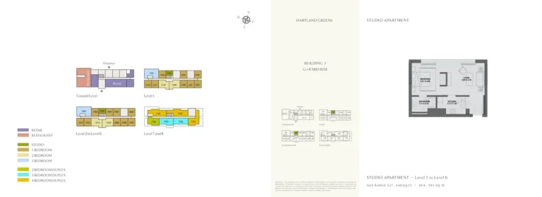 Sobha Hartland Greens 1 floor plan Studio · 537 sqft