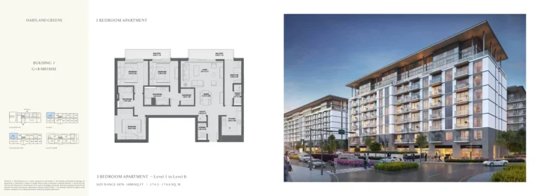 Sobha Hartland Greens 1 floor plan 3 BR · 1789 sqft
