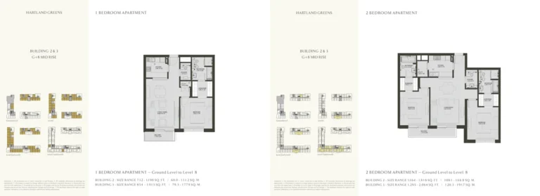Sobha Hartland Greens 1 floor plan 1 BR · 732 sqft