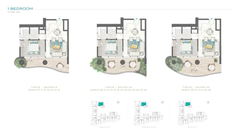 Chic Tower by de Grisogono floor plan 1-спальн.