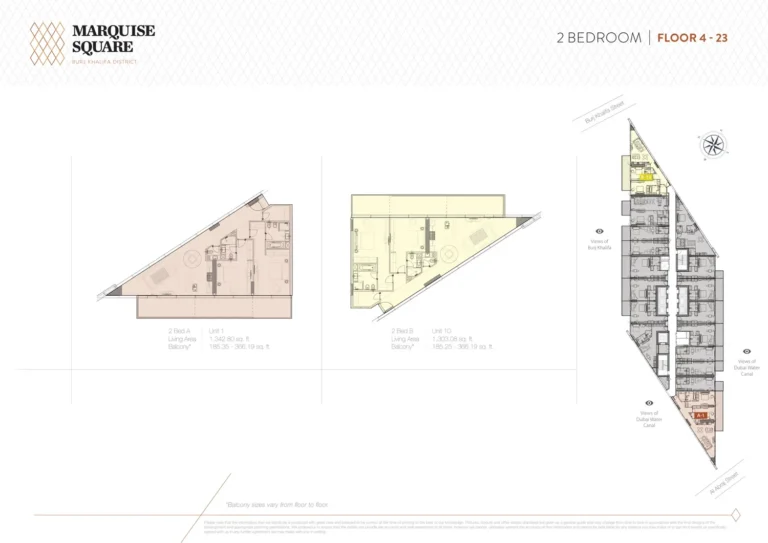 Marquise Square Tower floor plan 2 BR · 1342 sqft