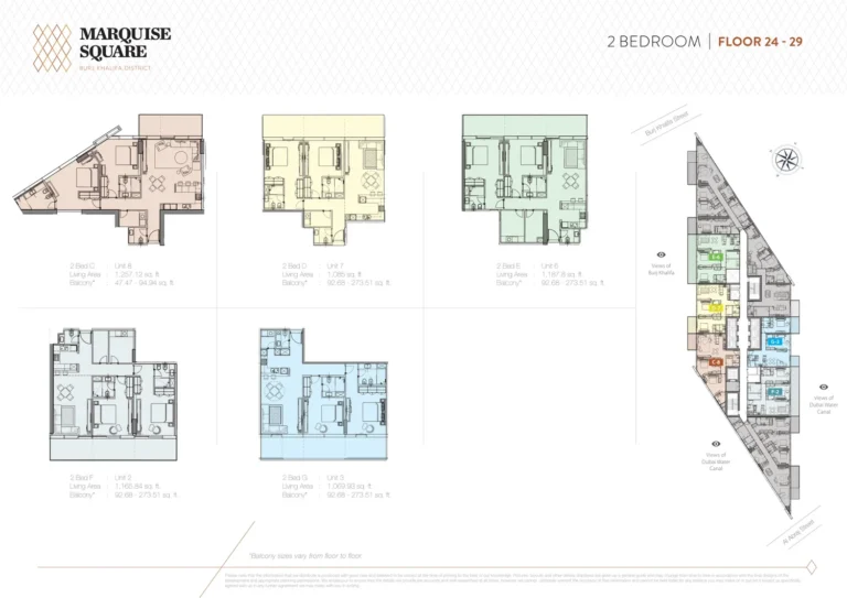 Marquise Square Tower floor plan 2 BR · 1257 sqft