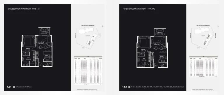 The Atria floor plan 1-спальн. · 742 кв. фут