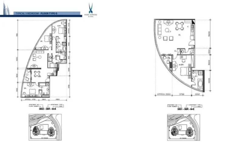 Park Towers floor plan 3-спальн.