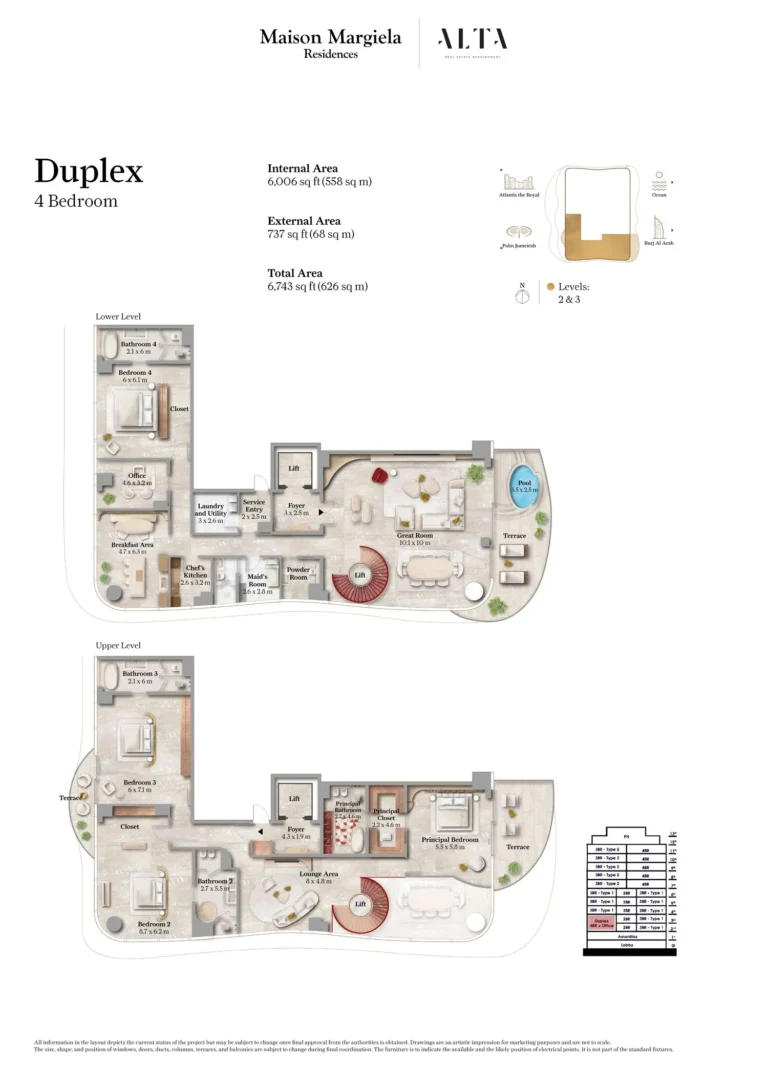 Maison Margiela Residences floor plan 4 BR · 6743 sqft