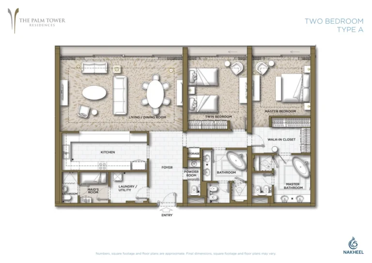 The Pinnacle Palm Tower floor plan 2-спальн.