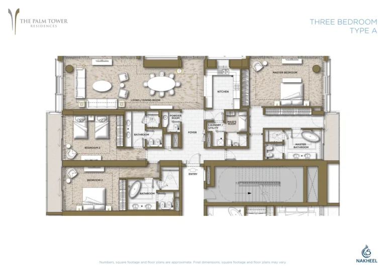 The Pinnacle Palm Tower floor plan 3-спальн.