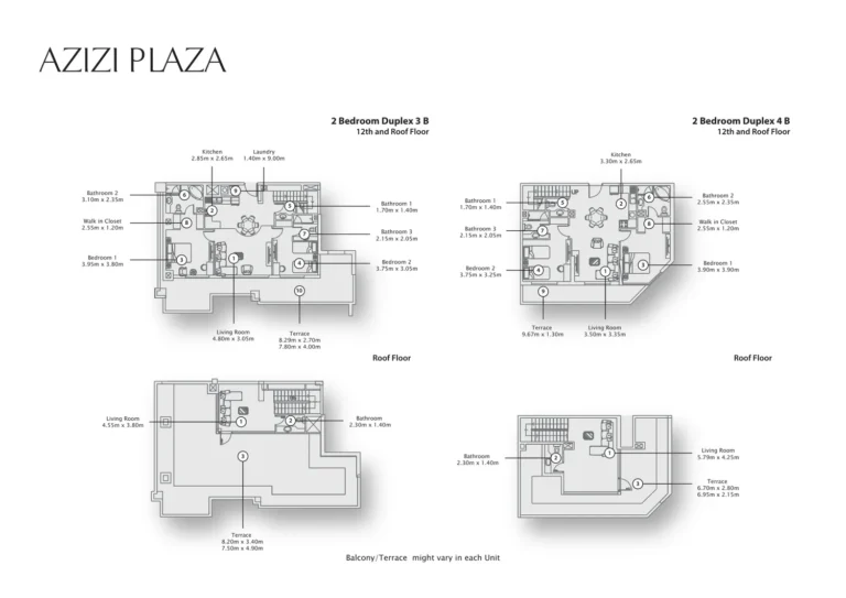 Azizi Plaza floor plan 2-спальн.