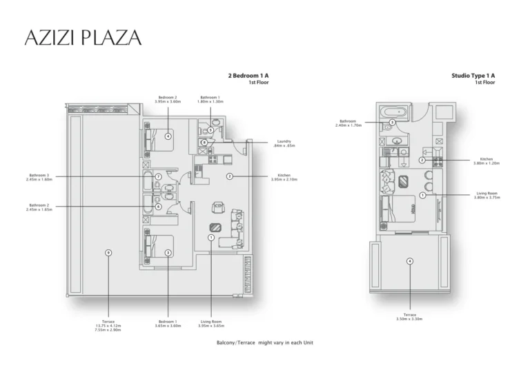 Azizi Plaza floor plan Студия