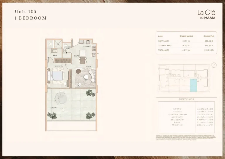 La Cle by Maaia floor plan 1 BR · 1235 sqft