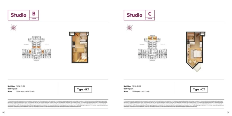 Roy Mediterranean Serviced Apartments floor plan Студия · 606 sqft