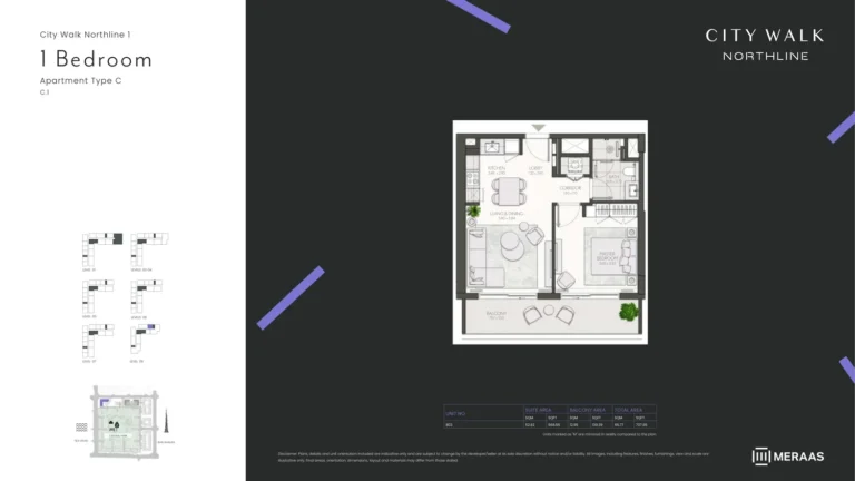 City Walk Northline 1 floor plan 1-спальн. · 707 sqft