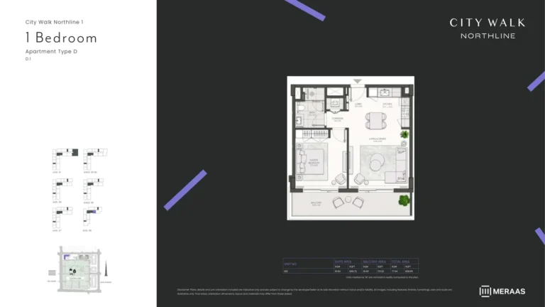 City Walk Northline 1 floor plan 1-спальн. · 838 sqft