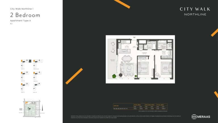 City Walk Northline 1 floor plan 2-спальн. · 1208 sqft