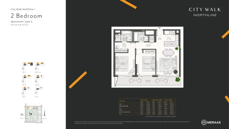 City Walk Northline 1 floor plan 2-спальн. · 1179 sqft