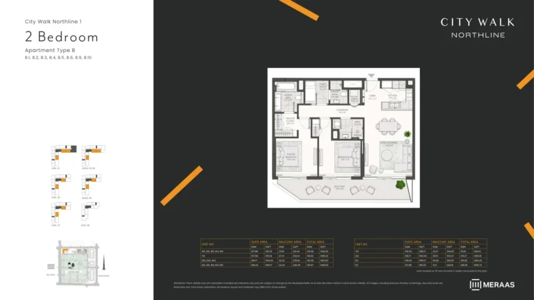 City Walk Northline 1 floor plan 2-спальн. · 1392 sqft