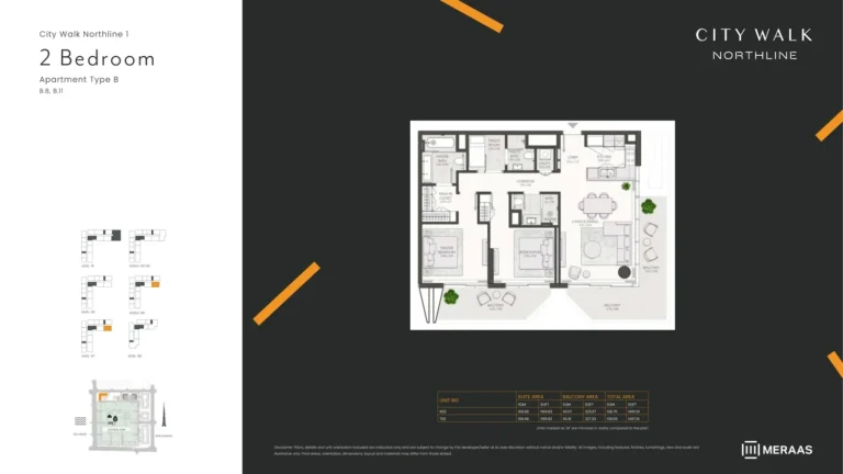 City Walk Northline 1 floor plan 2-спальн. · 1493 sqft