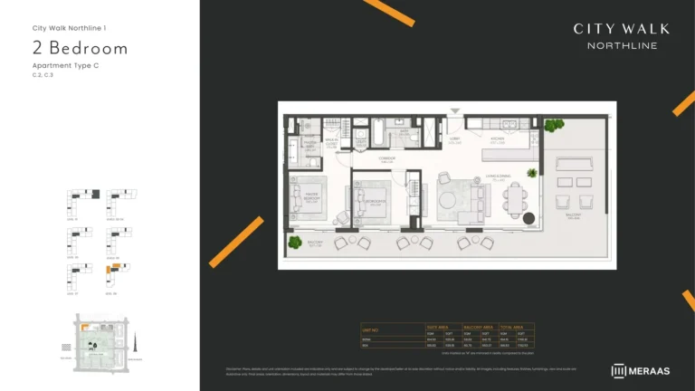 City Walk Northline 1 floor plan 2-спальн. · 1766 sqft