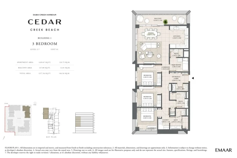Cedar at Creek Beach floor plan 3 BR · 1577 sqft