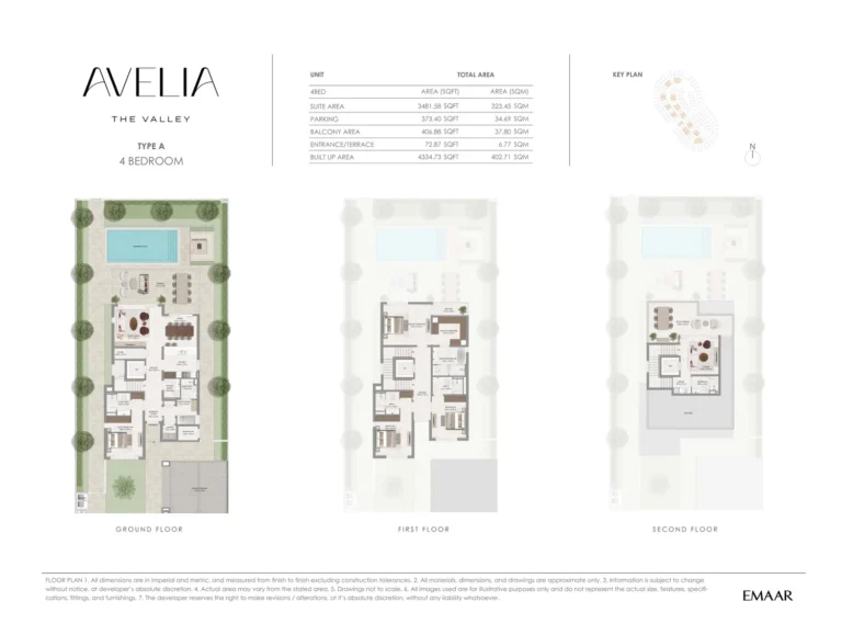The Valley – Avelia floor plan 4 BR · 3481 sqft
