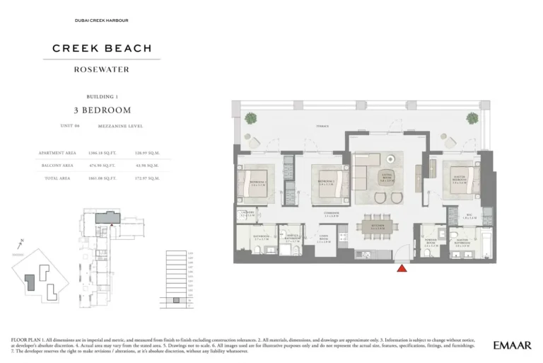 Rosewater at Creek Beach floor plan 3 BR · 1861 sqft