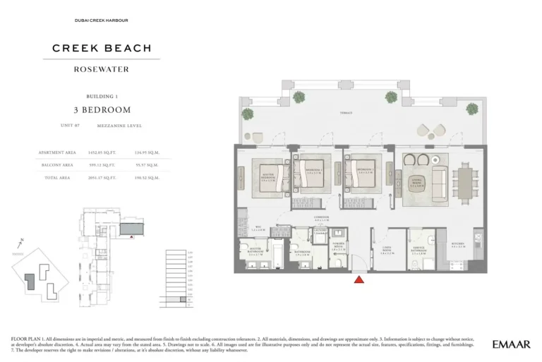 Rosewater at Creek Beach floor plan 3 BR · 2051 sqft