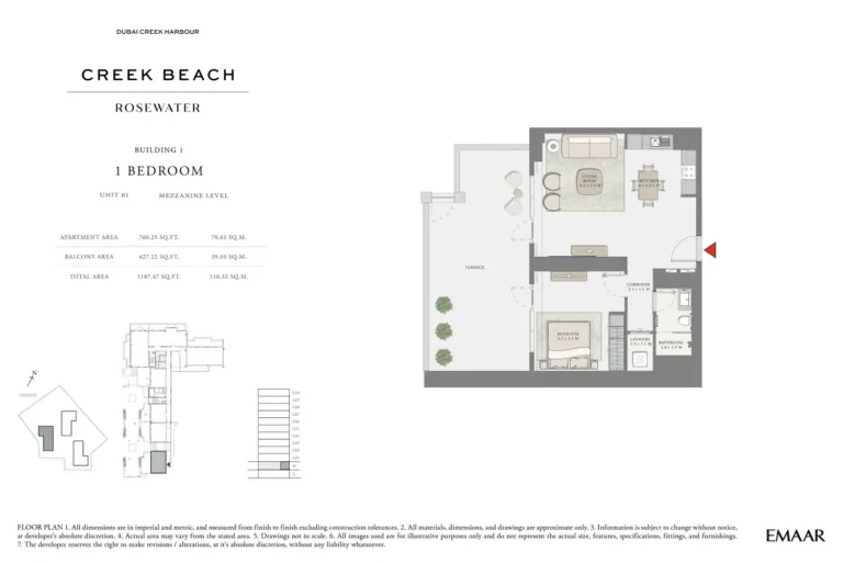 Rosewater at Creek Beach floor plan 1 BR · 1187 sqft