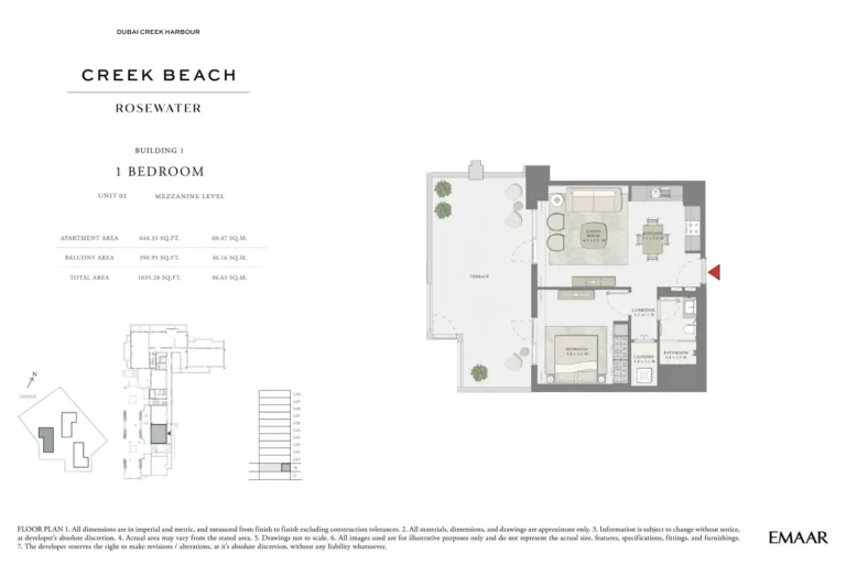 Rosewater at Creek Beach floor plan 1 BR · 1035 sqft