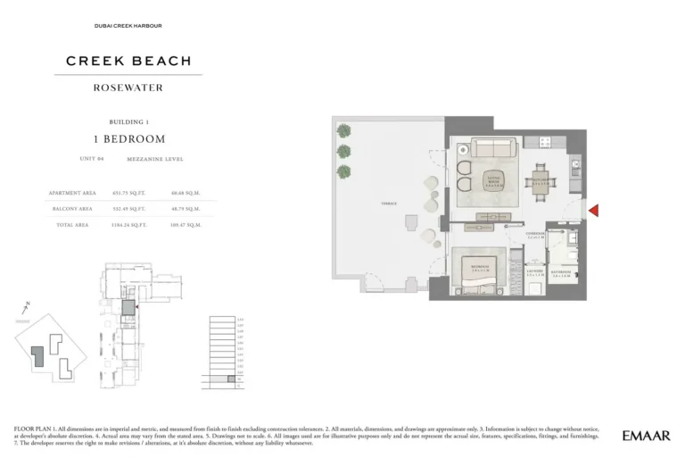 Rosewater at Creek Beach floor plan 1 BR · 1184 sqft