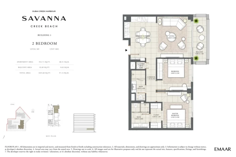 Savanna at Creek Beach floor plan 2 BR · 1045 sqft