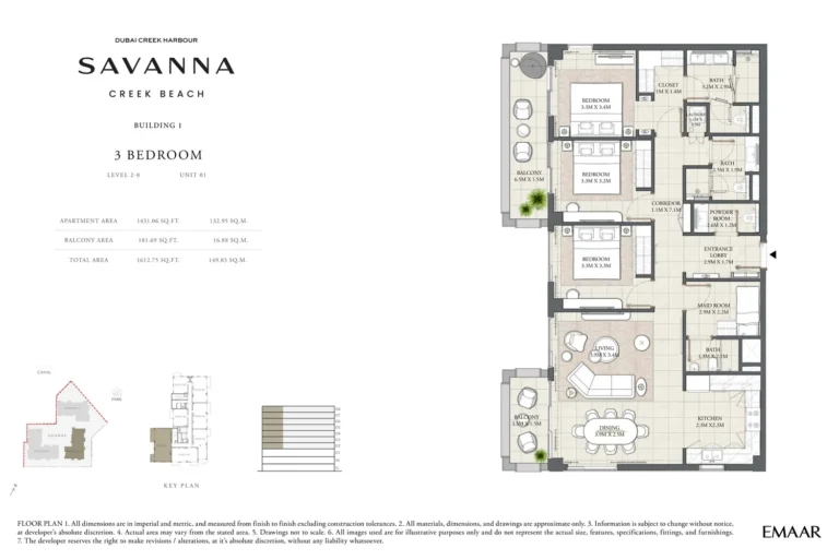 Savanna at Creek Beach floor plan 3 BR · 1612 sqft