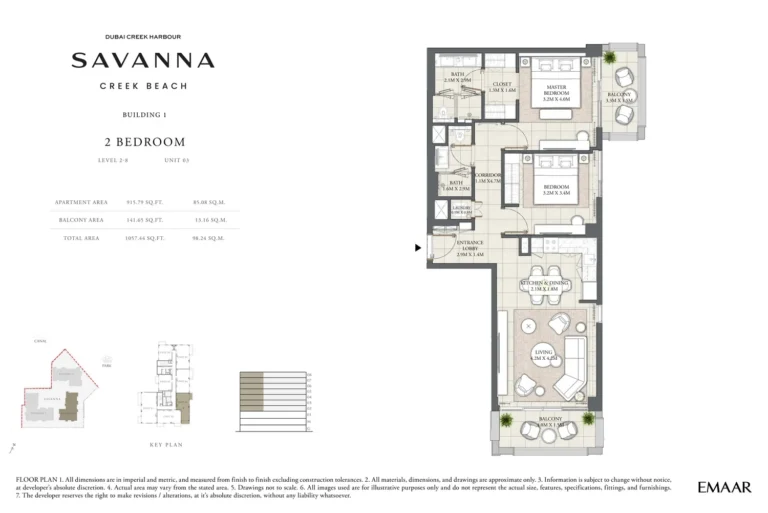 Savanna at Creek Beach floor plan 2 BR · 1057 sqft