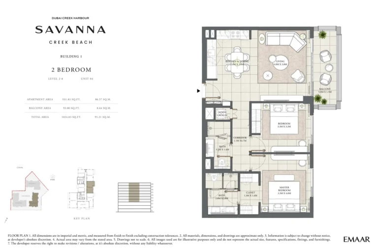 Savanna at Creek Beach floor plan 2 BR · 1024 sqft