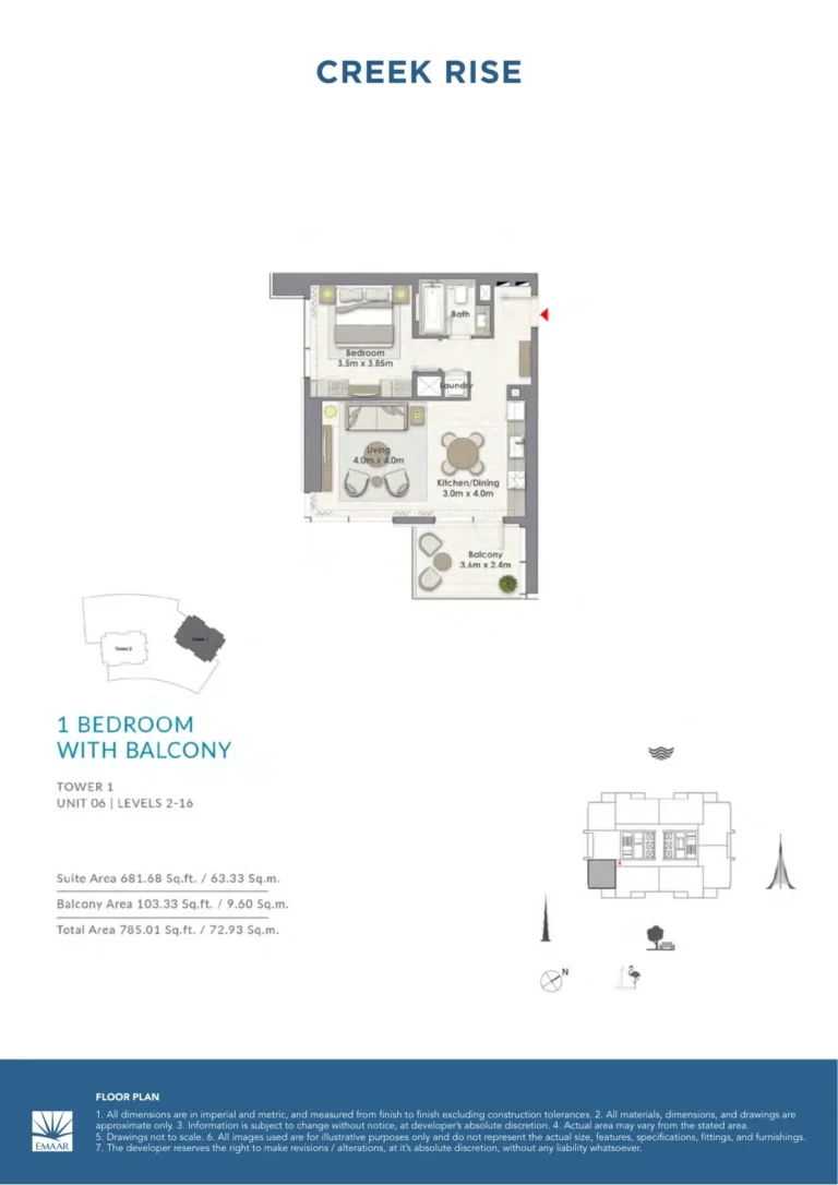 Creek Rise floor plan 1-спальн. · 785 sqft