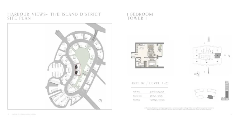 Harbour Views floor plan 1-спальн. · 707 sqft