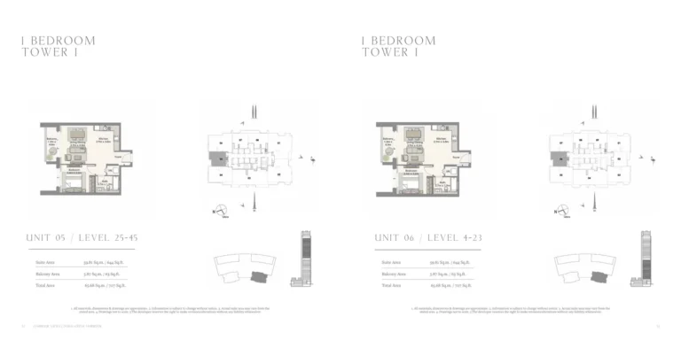 Harbour Views floor plan 1-спальн. · 707 sqft