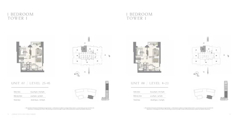 Harbour Views floor plan 1-спальн. · 718 sqft