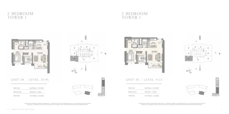 Harbour Views floor plan 2-спальн. · 1143 sqft