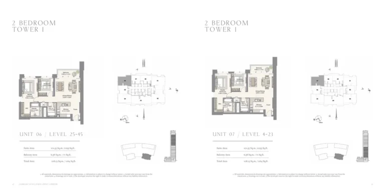 Harbour Views floor plan 2-спальн. · 1164 sqft