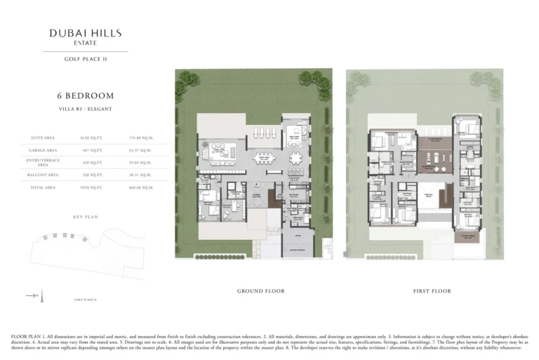 Golf Suites at Dubai Hills floor plan 6-спальн. · 9350 sqft