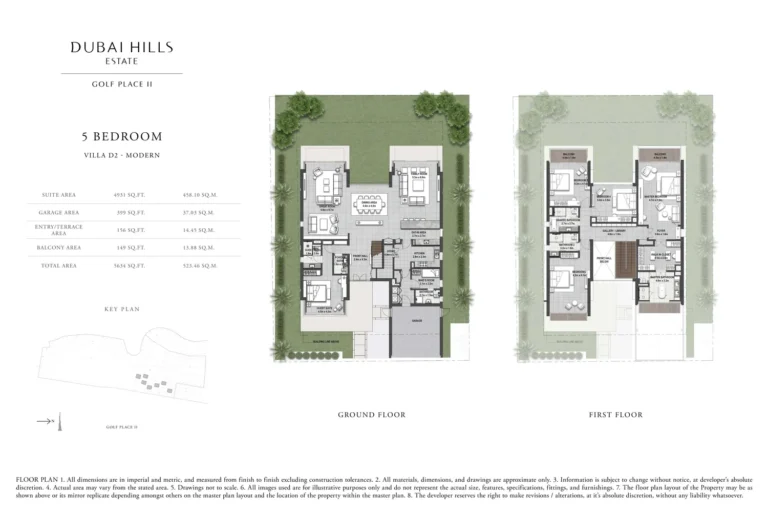 Golf Suites at Dubai Hills floor plan 5-спальн. · 5634 sqft