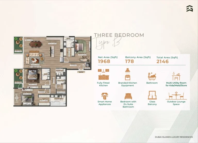Firoza Residence floor plan 3-спальн. · 2146 кв. фут